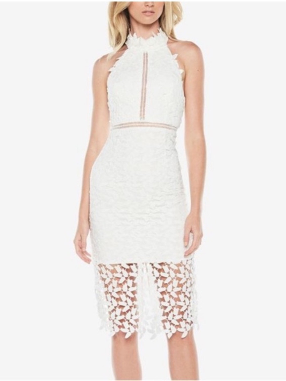 Bardot Gemma White Halter Midi Dress